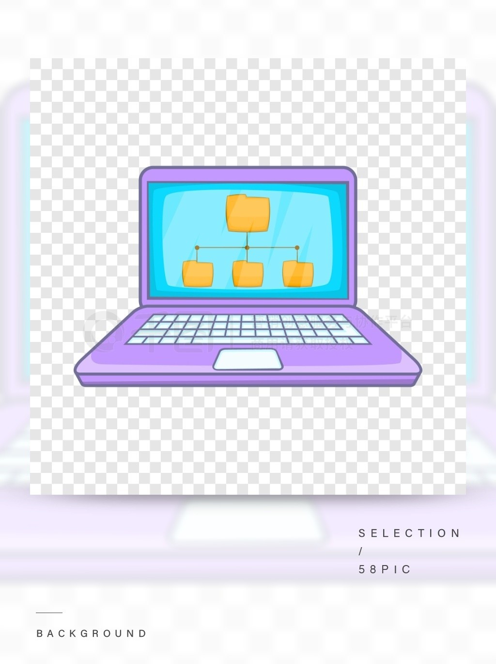 筆記本電腦屏幕文件夾圖標(biāo) - 卡通風(fēng)格動畫設(shè)計模板